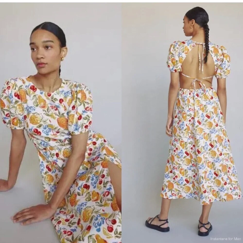 Reformation Anneliese Linen Dress in Fruit Cocktail - Picture 2 of 13